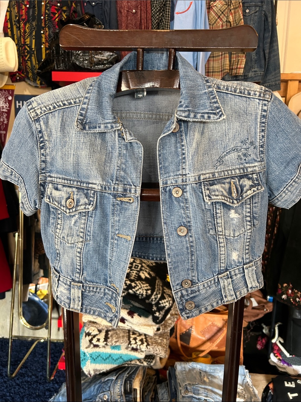 Denim Cropped Jacket - Light Blue
